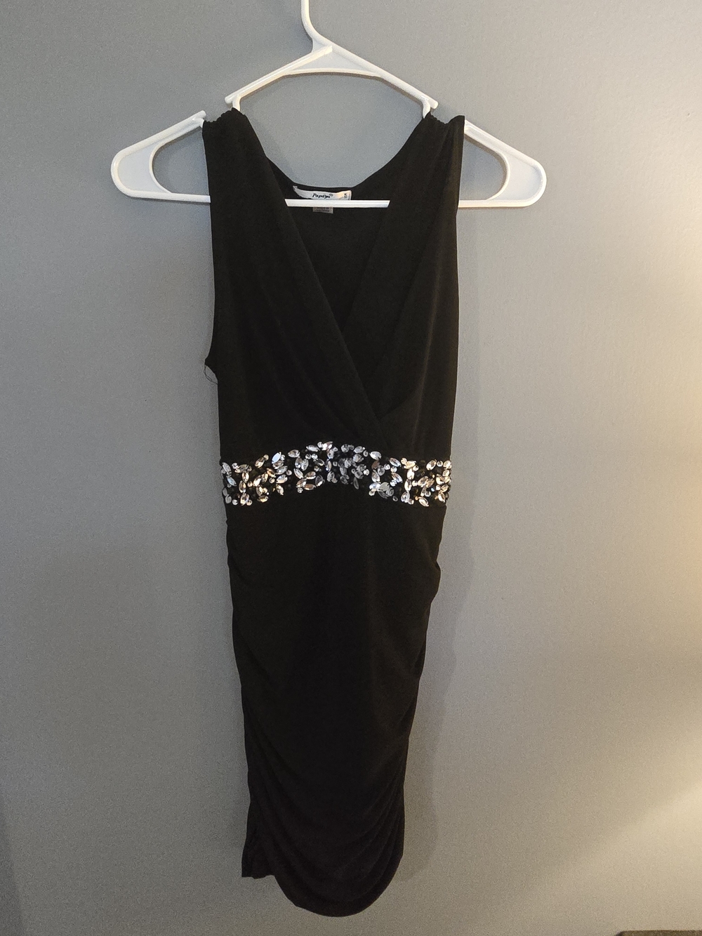 Black Sleeveless Cocktail Dress with Sequin Waistband